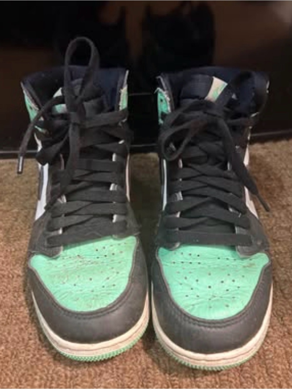 Nike Black and Mint Kids High-Top Sneakers
